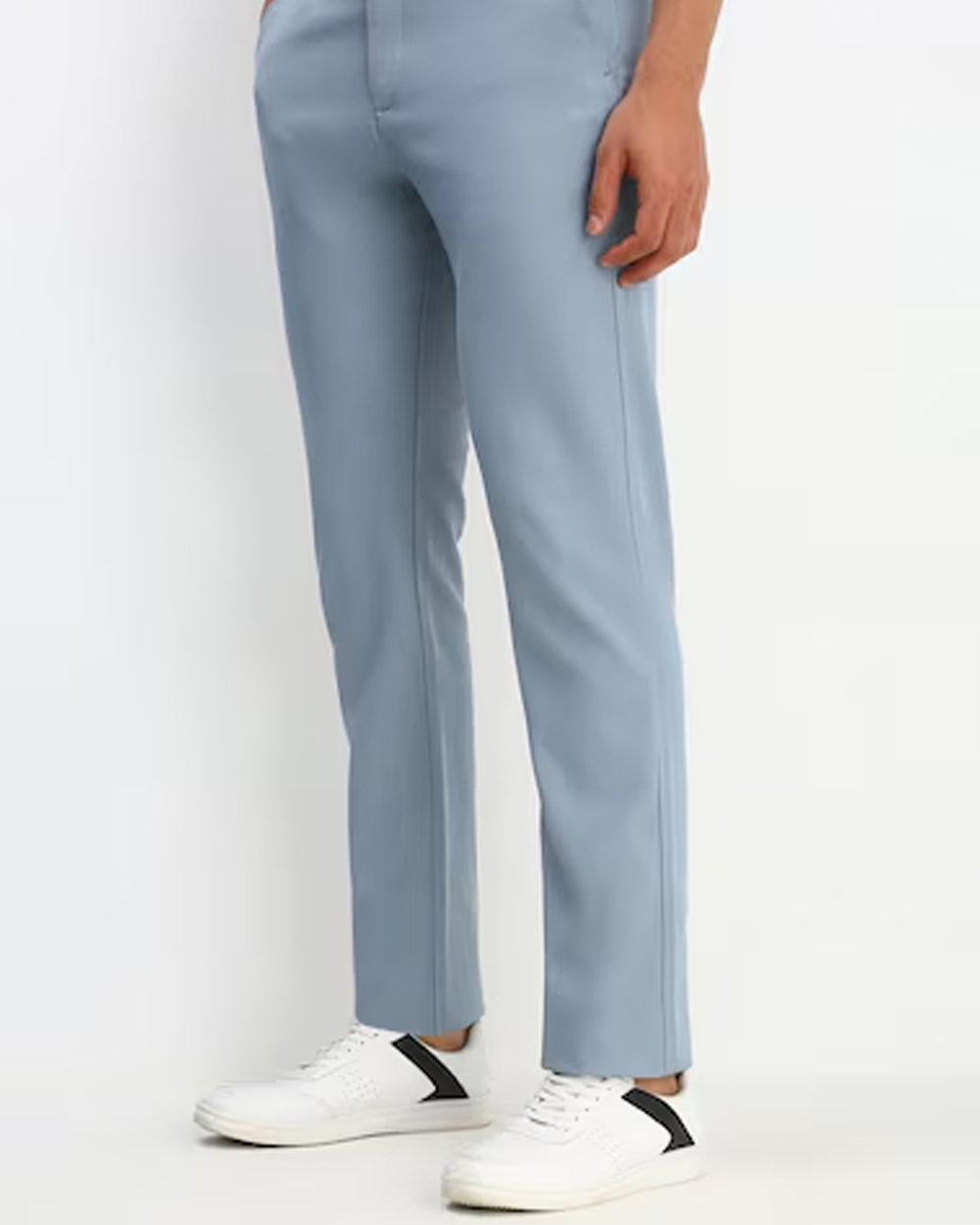 Men Blue Regular Fit Textured Casual Trousers